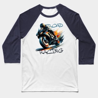 Cyber Road Racing Motorbike and Rider Baseball T-Shirt